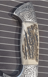 Sterile Stag handled Custom fighting knife, hand engraved - 4 of 12