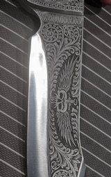 Sterile Stag handled Custom fighting knife, hand engraved - 10 of 12