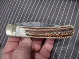 Beautiful Stag and Damascus handmade automatic knife - 15 of 15
