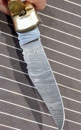 Beautiful Stag and Damascus handmade automatic knife - 10 of 15