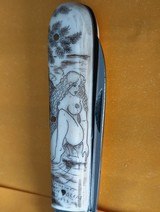 Otter Gebr Bern's Solingen Germany, scrimshawed nude folding knife - 3 of 8