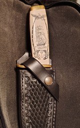Ivory handle knife with nautical scrimshaw - Image 1 of 12