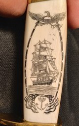 Ivory handle knife with nautical scrimshaw - Image 6 of 12