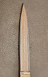 San Francisco style folding Bowie, Handmade automatic art knife with copper Damascus blade - Image 1 of 15