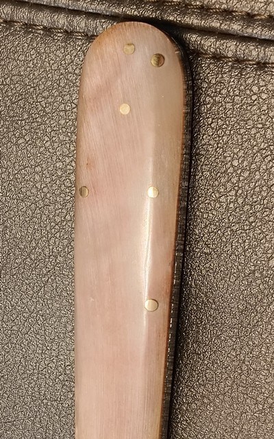 San Francisco style folding Bowie, Handmade automatic art knife with copper Damascus blade - Image 7 of 15