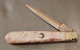 San Francisco style folding Bowie, Handmade automatic art knife with copper Damascus blade - Image 2 of 15