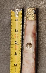 San Francisco style folding Bowie, Handmade automatic art knife with copper Damascus blade - Image 9 of 15