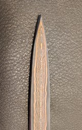 San Francisco style folding Bowie, Handmade automatic art knife with copper Damascus blade - Image 3 of 15