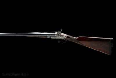 PURDEY A 12 BORE 1863 PATENT (SECOND PATTERN) PUSH FORWARD THUMBHOLE UNDERLEVER BAR IN WOOD HAMMERGUN
