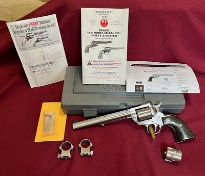 Extremely Rare!...Ruger Single-Six Convertible Stainless Hunter in 17HMR / 17Mach2, 17M2 w/Matching Cylinders, Exc Cond!