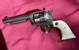 Ruger Vaquero 44 Magnum, Case Hardened Frame, Ivory Grips, Gold Engraved Cylinder, 5.5” barrel, Excellent Condition! Model 00586 - 5 of 16