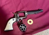 Ruger Vaquero 44 Magnum, Case Hardened Frame, Ivory Grips, Gold Engraved Cylinder, 5.5” barrel, Excellent Condition! Model 00586 - 4 of 16