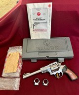 Ruger Super Redhawk 44 Mag, Double Action Stainless, 7.5” BBL, w/ Matching Box, Scope Rings, Paperwork, Excellent Condition!