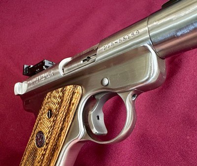 Ruger MK II “Volquartsen Custom” Stainless, 3.5” Heavy BBL & Trigger, Bo-Mar Sights, 1998, Exc Condition! - Image 7 of 16