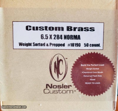 Nosler 6.5x284 Norma new brass