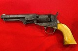 FACTORY ENGRAVED, ANTIQUE COLT 1849 POCKET MODEL, IVORY STOCKS - 1 of 20