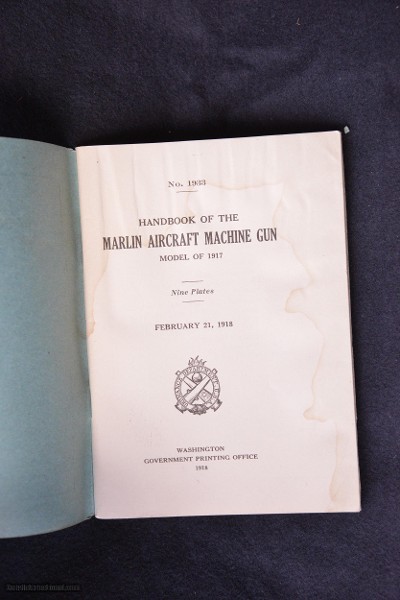 Original Handbook of the Marlin Aircraft Machine Gun, Model 1917, printed 1918 - Image 2 of 5