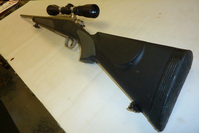 Remington 700 Stainless 300WSMBlack Synthetic stock with grey inserts