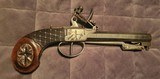 Beautiful, fire-able flintlock boxlock Belgian pistol with spring bayonet