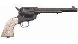 Colt Single Action, First Generation, Weldon Bledsoe Engraved, 45 LC,7 1/2", Blue Finish, Steerhead Pearl Grips - 1 of 7