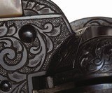 Colt Single Action, First Generation, Weldon Bledsoe Engraved, 45 LC,7 1/2", Blue Finish, Steerhead Pearl Grips - 4 of 7