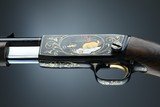 Browning pump action rifle (Trombone) in 22 Long engraved by Master Engraver, Angelo Bee - 2 of 15