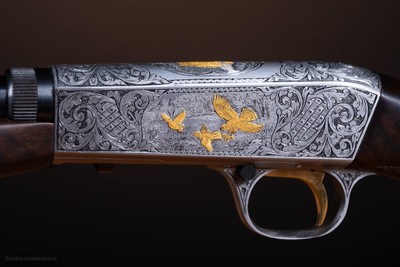 Browning semi-automatic rifle (Takedown) in 22 Long Rifle engraved by Master Engraver, Angelo Bee
