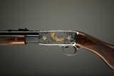 Browning pump action rifle (Trombone) in 22 Long engraved by Master Engraver, Angelo Bee - 3 of 15
