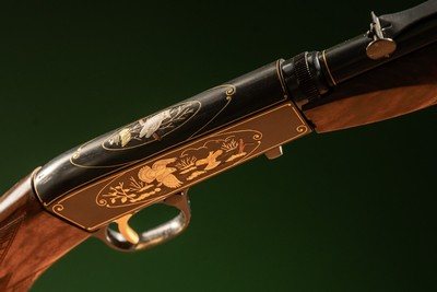 Browning Semiautomatic Rifle (Takedown) in 22LR engraved by Master Engraver, Angelo Bee - Image 13 of 15