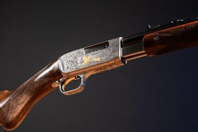Browning pump action rifle (Trombone) in 22 Long engraved by Master Engraver, Angelo Bee - Image 6 of 15