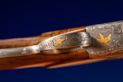 Browning B25 Superposed 20 Gauge shotgun engraved by Master Engraver Angelo Bee - Image 7 of 15