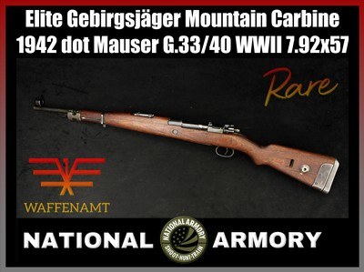 Mauser G33/40 dot 1942 Vz.33 BRNO 8mm WWII German Mountain Carbine *RARE*