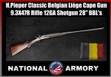 1900 H.Pieper Classic Belgian Liège Cape Gun Rifle Shotgun 12GA 9.3X47R 28