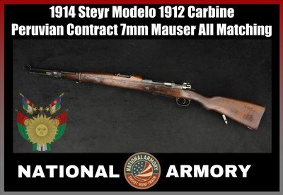 1914 Steyr Modelo 1912 Carbine Peruvian Contract 7mm Mauser 22