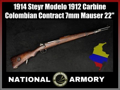 1914 Steyr Modelo 1912 Carbine Colombian Contract 7mm Mauser 22