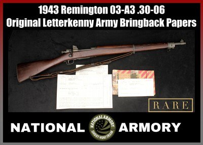 1943 Remington 03-A3 .30-06 Original Letterkenny Depot Army Bringback Papers - Image 1 of 25