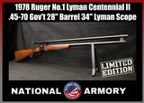 1978 Ruger No.1 Lyman 1878-1978 Centennial II .45-70 Gov't 34