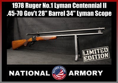 1978 Ruger No.1 Lyman 1878-1978 Centennial II .45-70 Gov't 34