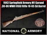 1943 Springfield Armory M1 Garand .30-06 WWII USGI Rifle 10-65 SA Barrel - Image 1 of 25