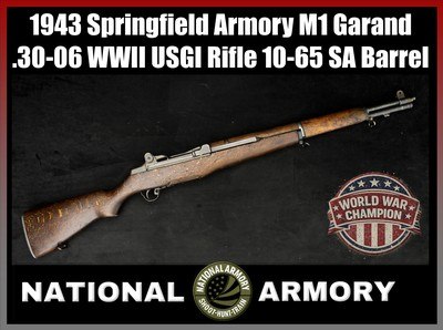 1943 Springfield Armory M1 Garand .30-06 WWII USGI Rifle 10-65 SA Barrel - Image 1 of 25