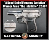 1916 Warner Arms The Infallible .32 ACP Rare Oddball WWI Breechblock Design Pocket Pistol - Image 1 of 22