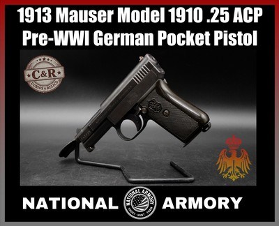 1913 Mauser Model 1910 6.35mm .25 ACP Pre-WWI German Pocket Pistol C&R - Image 1 of 25