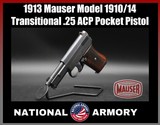 1913 Mauser Model 1910/14 Transitional .25 ACP Pocket Pistol Crown/U C&R - Image 1 of 22
