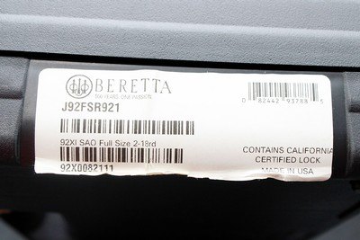 Beretta 92XI SAO Full Size 9mm 4.7
