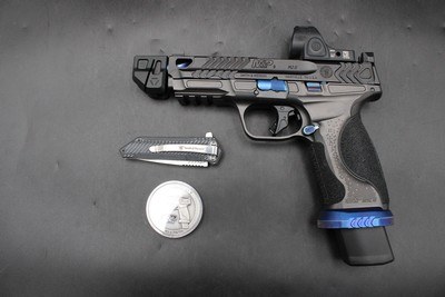 Smith & Wesson 2024 Spec Series V Performance Center M&P9 Metal 9mm Blue TiN Spiral NM Barrel & Comp Trijicon SRO 2.5 MOA - Image 3 of 25