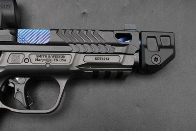 Smith & Wesson 2024 Spec Series V Performance Center M&P9 Metal 9mm Blue TiN Spiral NM Barrel & Comp Trijicon SRO 2.5 MOA - Image 11 of 25