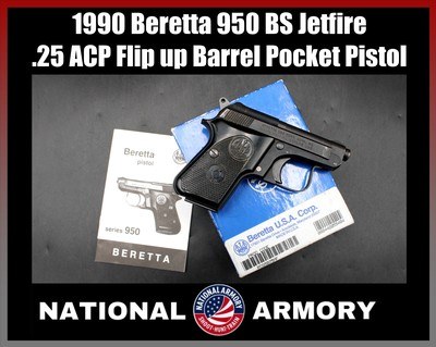 1990 Beretta 950 BS Jetfire .25 ACP Vintage Pocket Pistol w/ Factory Box - Image 1 of 22