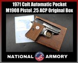 1971 Colt Automatic Pocket Pistol .25 ACP Original Box Manual 1908 C&R - Image 1 of 24