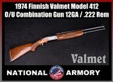 1974 Finnish Valmet Model 412 O/U Combination Gun 12GA / .222 Rem 23.50