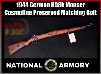 1944 German K98k Mauser 8MM Karabiner Cosmoline Preserved Matching Bolt - Image 1 of 25